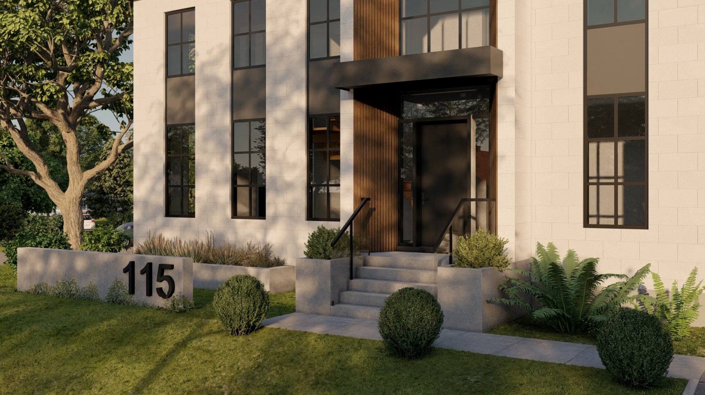 front view of a custom house designed in Revit by AM Design Build